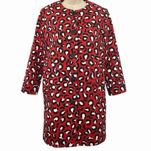 Love Moschino Leopard Print Trench Coat Red Designer Logo Size 2 XS
